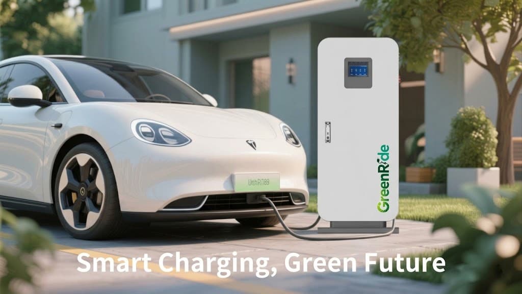 Electric car connected to a home charging station